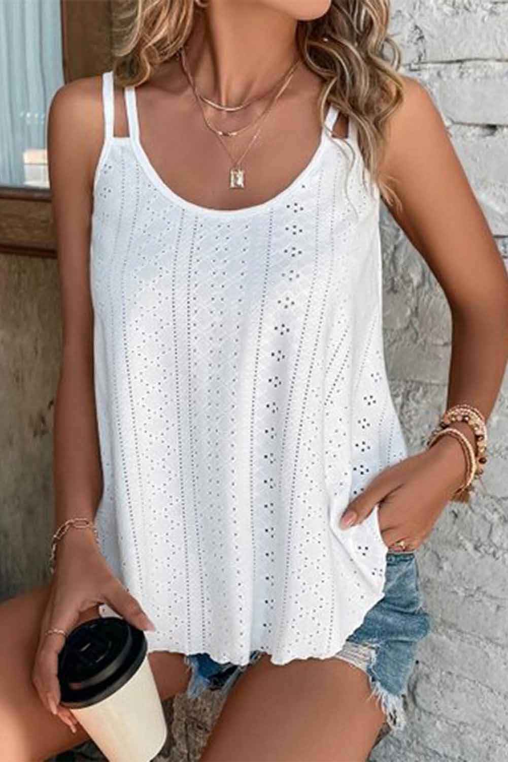 Black Sequin Scoop Neck Spaghetti Strap Tank Top