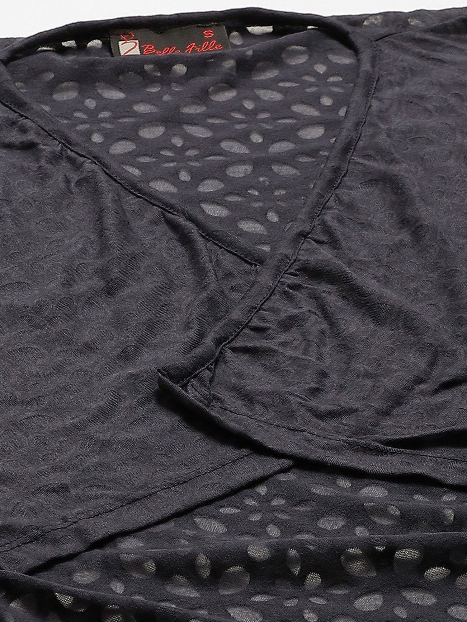 Belle Fille Navy Self Design Shrug