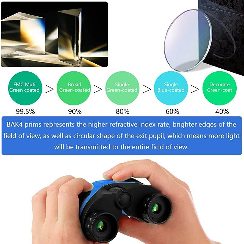 Toys for 48 Year Old Boys Compact Shockproof Binocular for Kids Gifts for 69 Year Old Boys Birthday Present for Kids 8x21 Blue