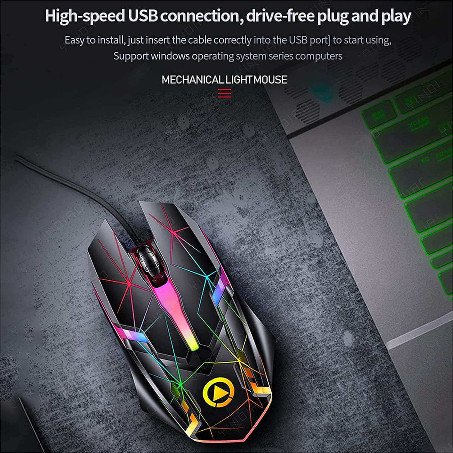 USB Wired Gaming Mouse, Colorful Ergonomic USB Optical Mouse, 1200DPI Gaming Mice for Laptop PC Computer Games & Work, Star Luminous Version