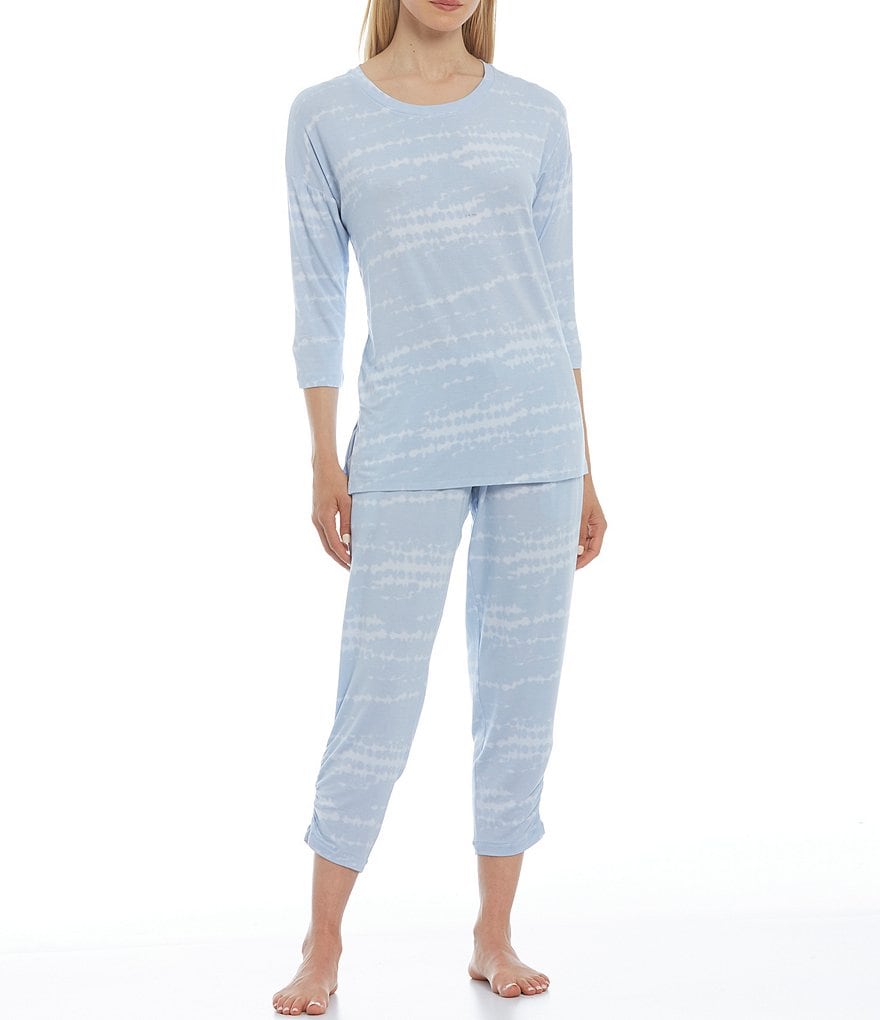 VAN WINKLE & CO. Tie Dye Print Ankle-Length Jersey Knit Sleep Pants