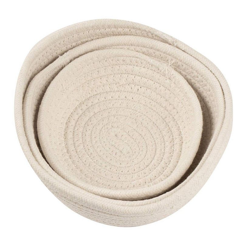 Juvale 3-Pack Round Cotton Rope Woven Storage Basket Bins Hampers for Toy - 3 Sizes, White