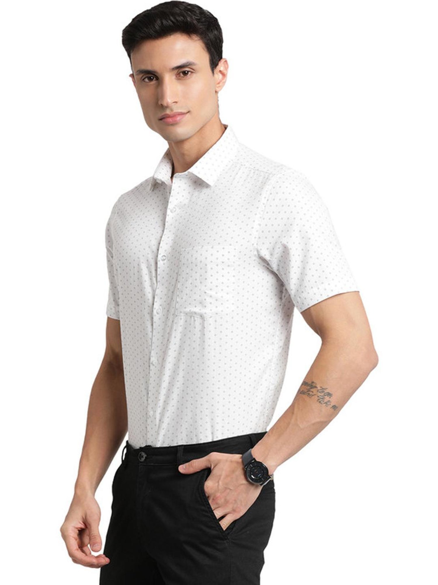 Turtle White Cotton Regular Fit Printed Shirt