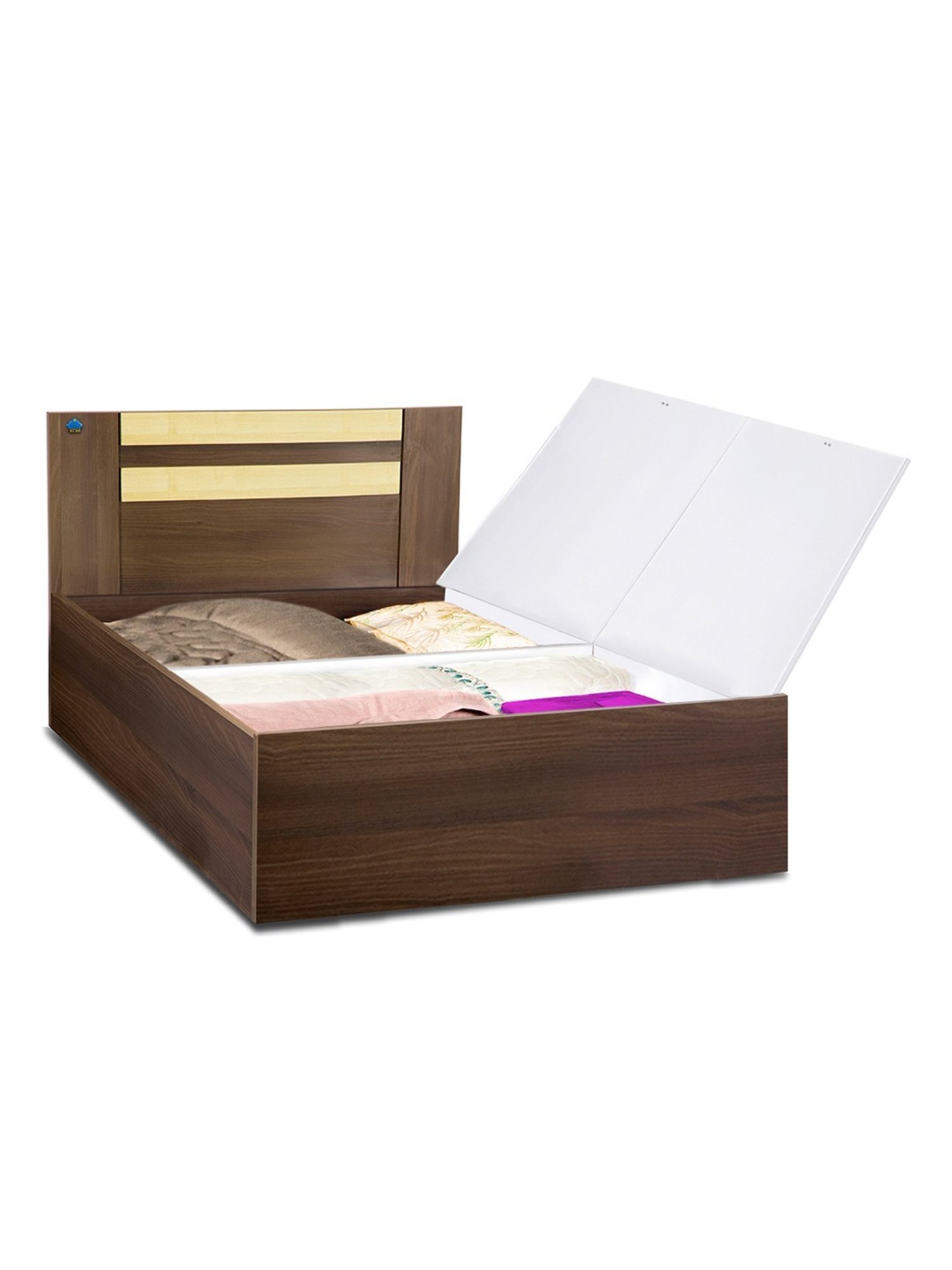 Delite Kom Woody Acacia Dark Engineered Wood Single Box Bed