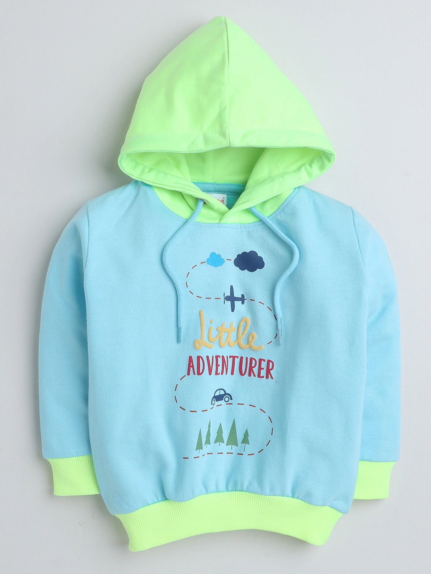 Bumzee Kids Sky Blue & Light Green Printed Full Sleeves Sweatshirt
