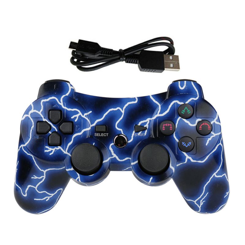 CHENGDAO PS3 Controller 2 Pack Wireless Dual Shock Gamepad for Sony Playstation 3 with Charging Cord (Black + red )