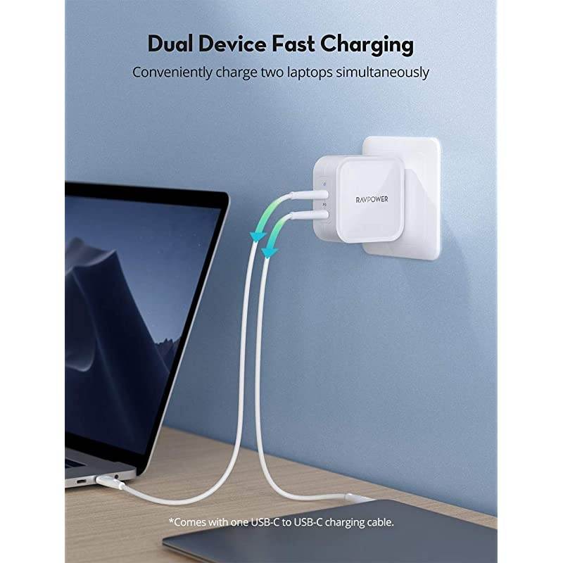 USB C Charger for MacBook Pro Air,  90W 2-Port Wall Charger PD 3.0 GaN Type C Fast Charging Adapter Compatible with iPad Pro, iPhone 12 Mini Pro Max, Galaxy S9 S8, Nintendo Switch and More
