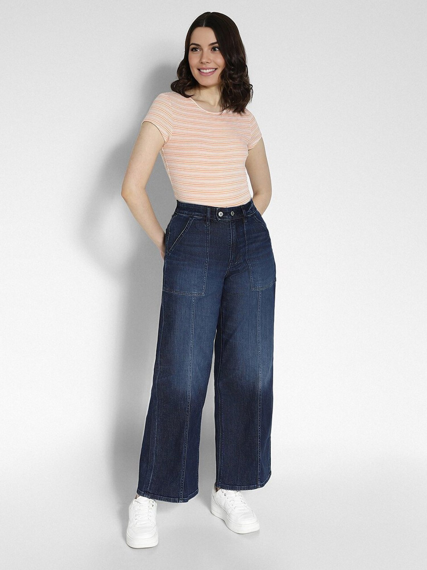 American Eagle Outfitters Orange Striped T-Shirt