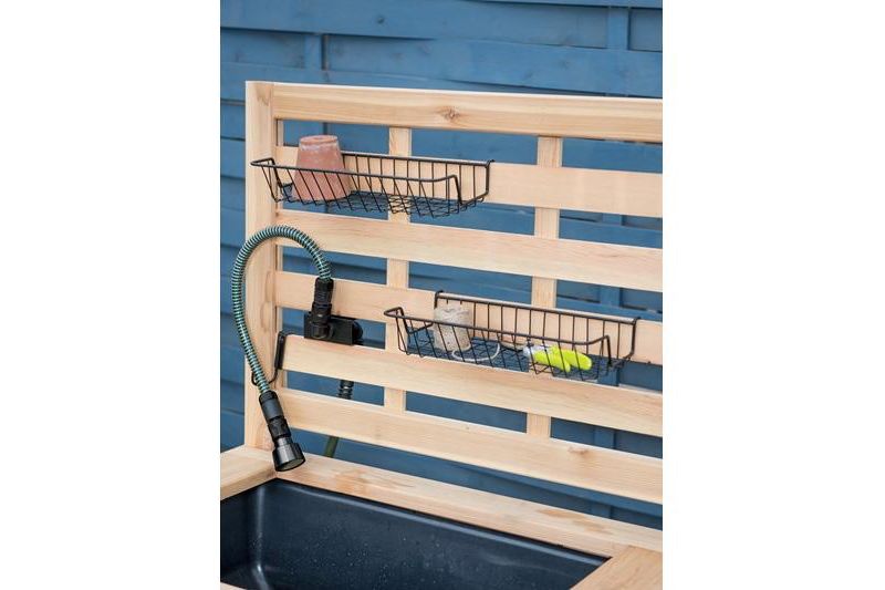 Galvanized Potting Bench Gray - Poly-Tex