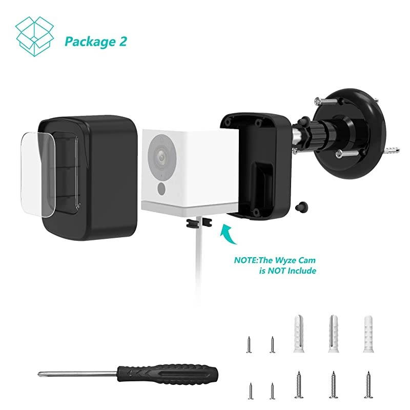 Cam Camera Wall Mount Bracket COOWUFAN Weather Proof 360 Degree Protective Adjustable Housing Mount and Cover for Cam V2 V1 and Ismart Spot Camera Indoor Outdoor Black1 Pack