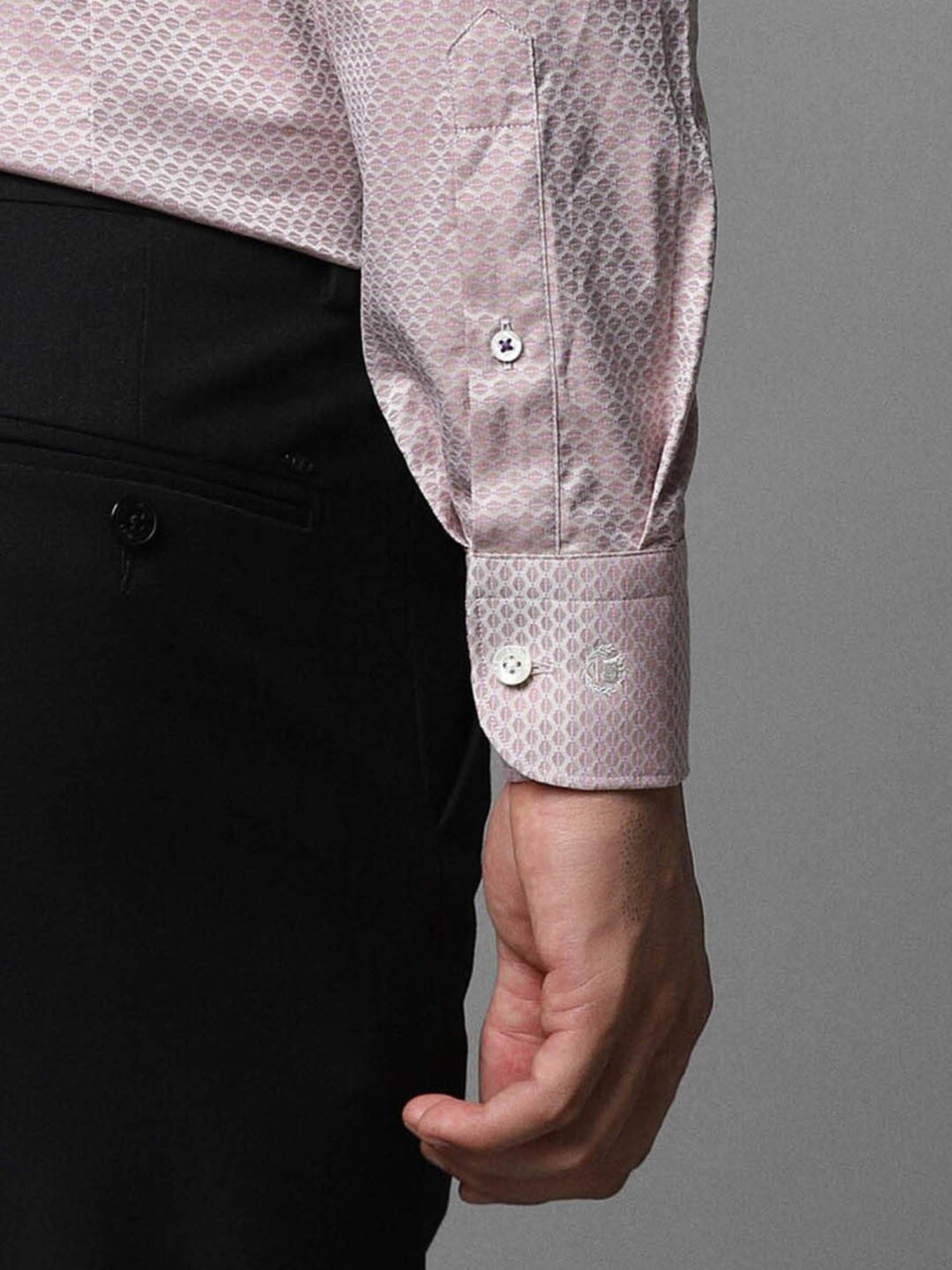 Luxure By Louis Philippe Pink Cotton Slim Fit Printed Shirt