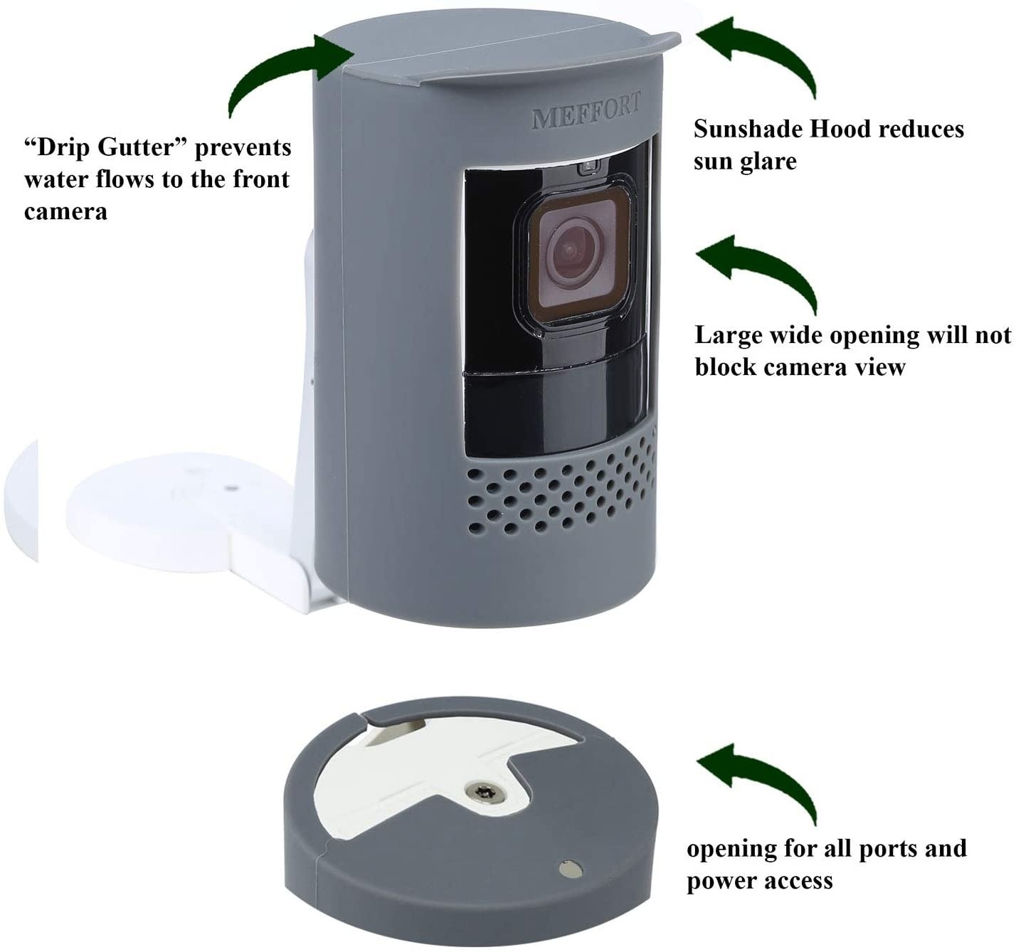 Silicone Skin Case Cover Sun Glare, UV & Weather Protection Skins Compatible for Ring Stick Up Camera Wired (2nd Generation) - Black (1 Pack)