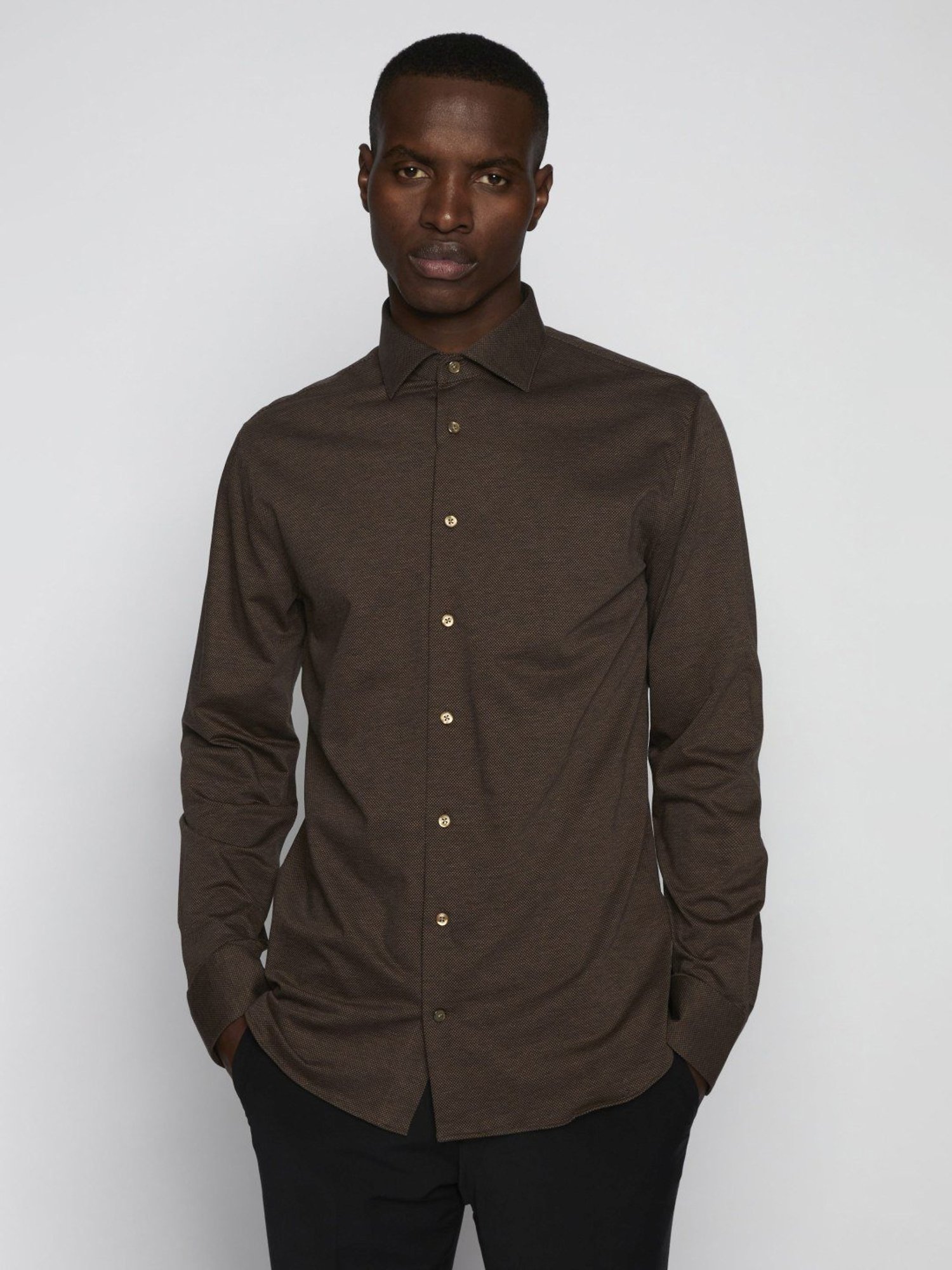 Matinique Brown Cotton Regular Fit Shirt