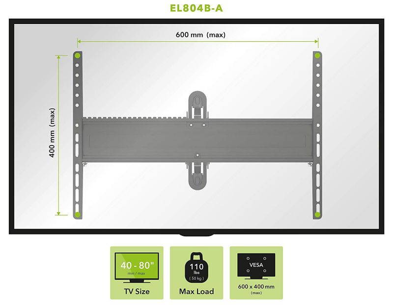 AVF EL804B-A Multi-Position TV Wall Mount for 40-inch to 80-inch TVs