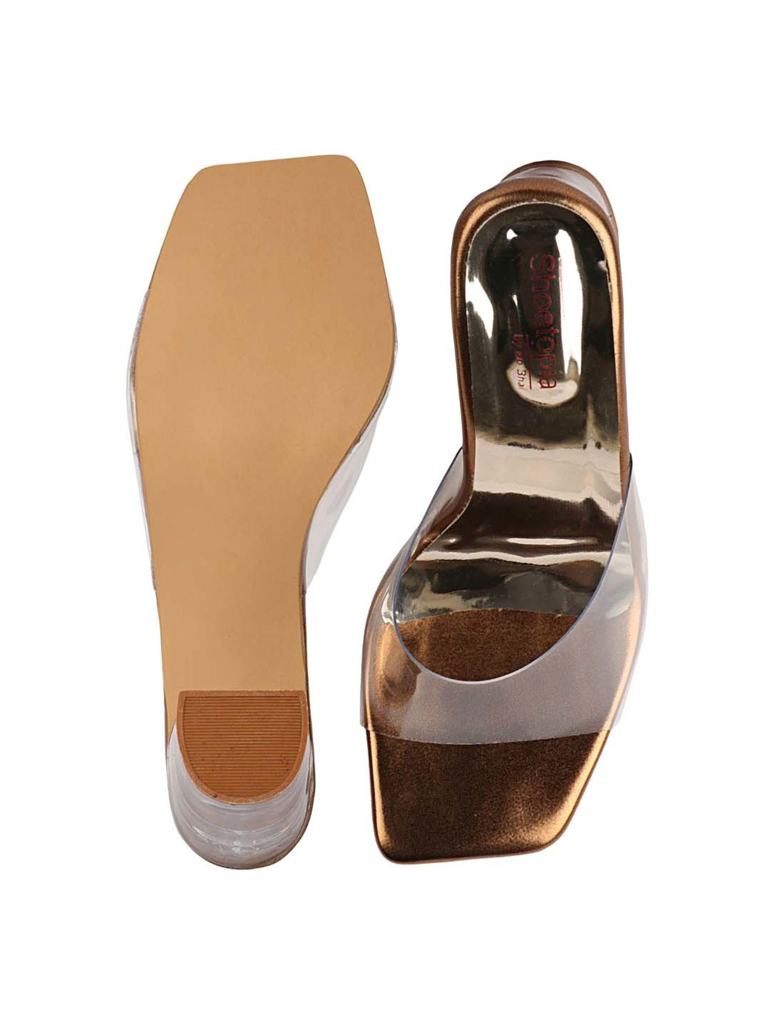 Shoetopia Kids White & Copper Casual Slides