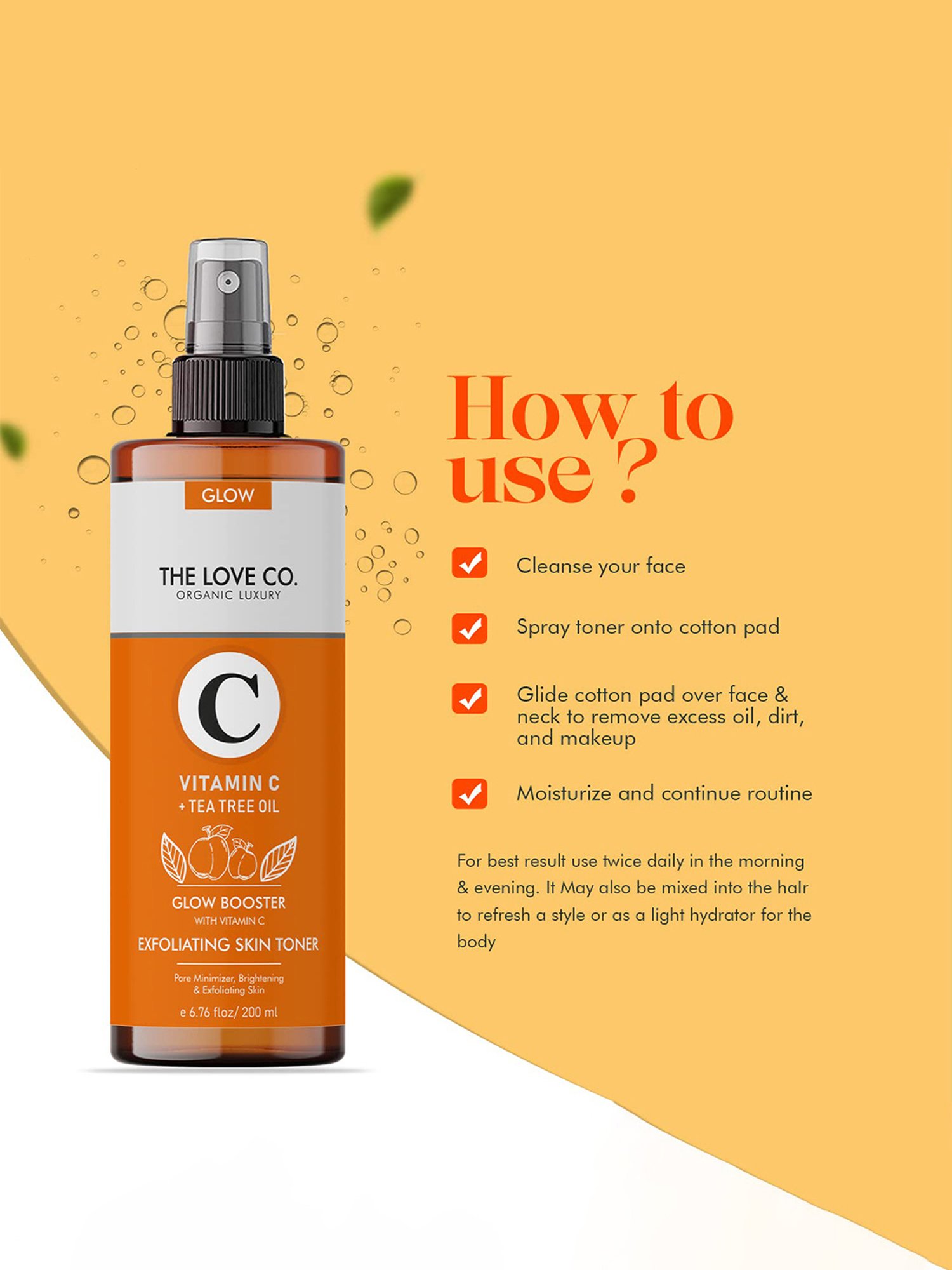 The Love Co. Vitamin C Exfoliating Skin Toner - 200 ml