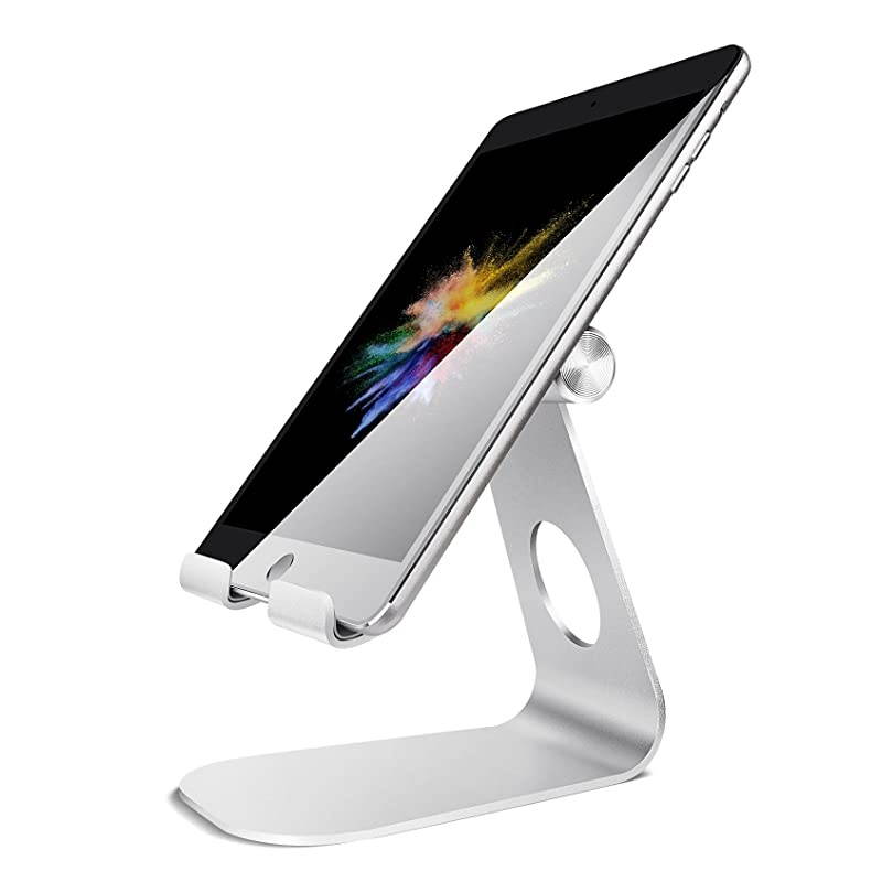 Tablet Stand Adjustable,  Tablet Holder : Desktop Holder Dock Cradle Compatible with iPad Pro 12.9,10.5, 9.7, Air Mini 2 3 4, Nexus, Accessories, Tab (4-13 inch) - Silver