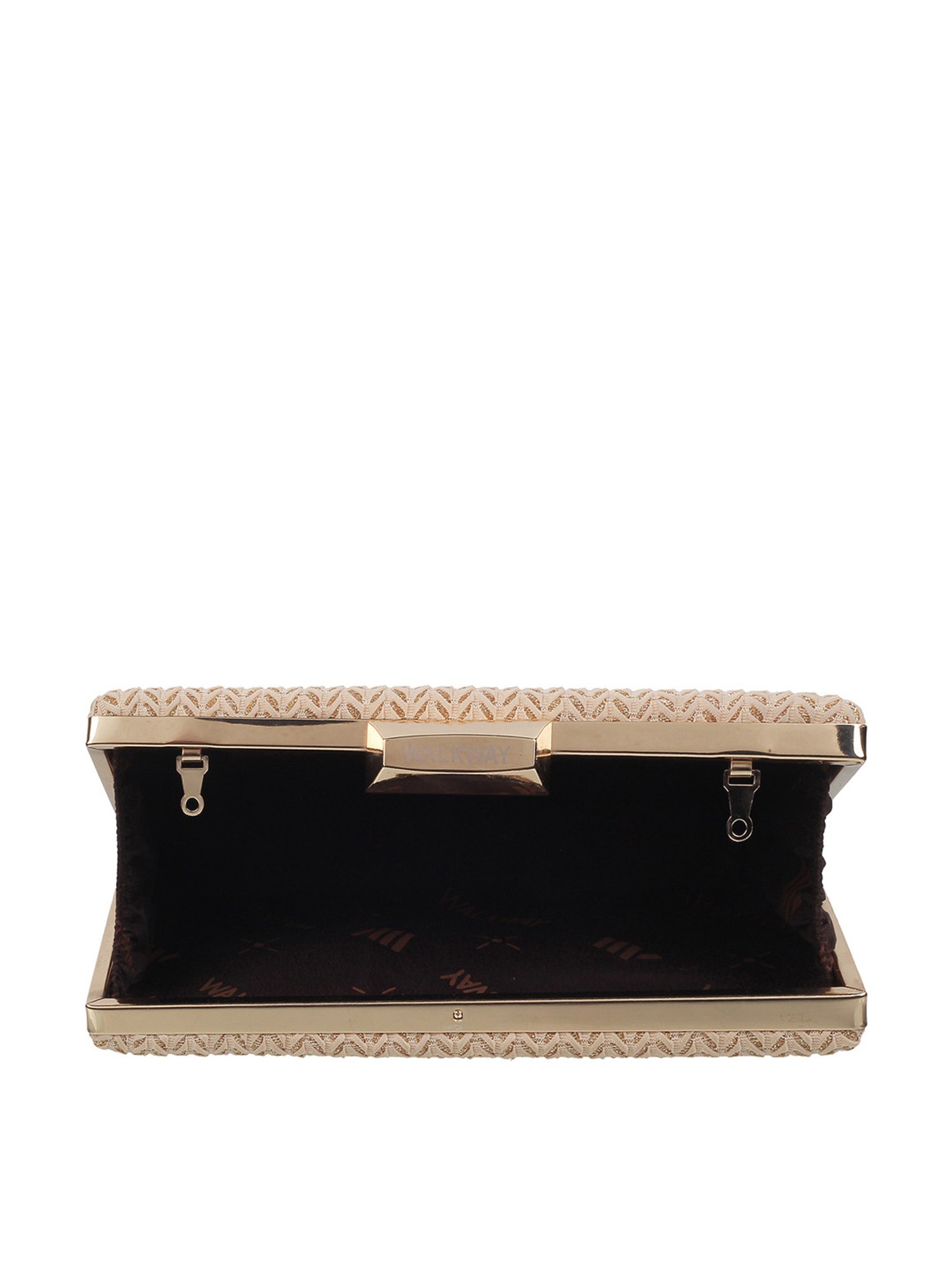 Walkway Golden Synthetic Embroidered Clutch