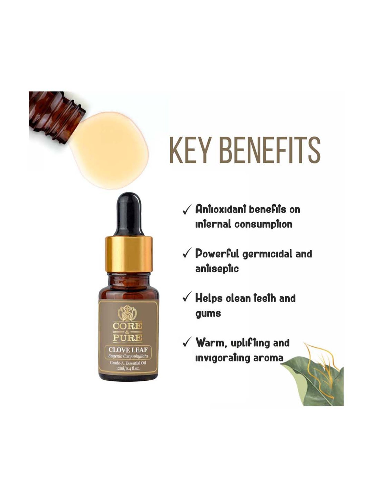 CORE & PURE Clove Leaf Essential Oil - 12 ml