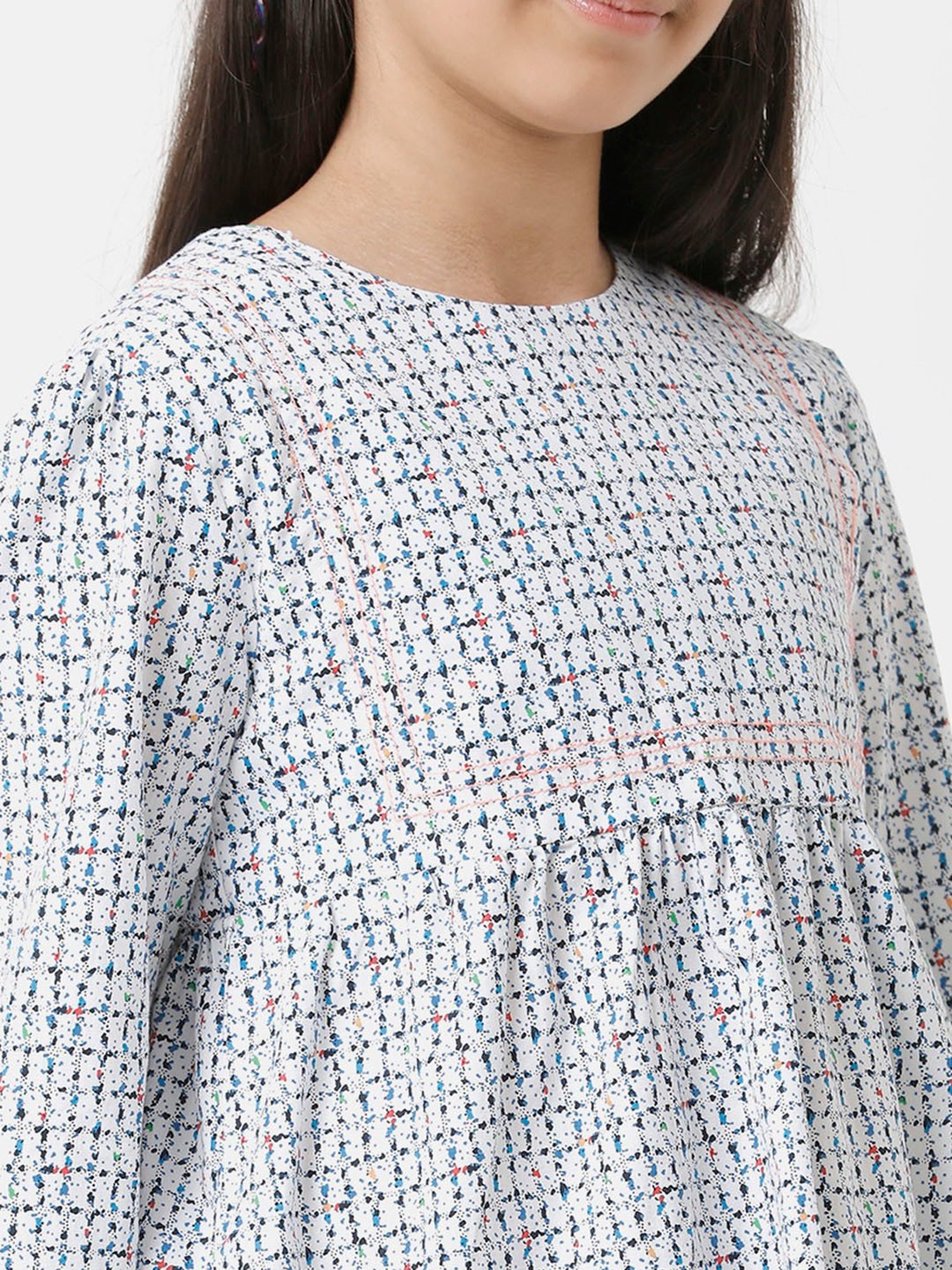 Under Fourteen Only Kids Blue Printed Full Sleeves Top