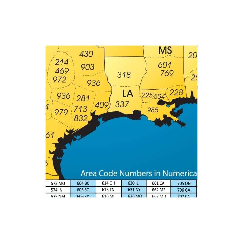 Set of 6 North America Laminated Gloss Full Color Time Zone Area Code Maps Incudes Reverse Lookup Desk Size Large 11 x 17