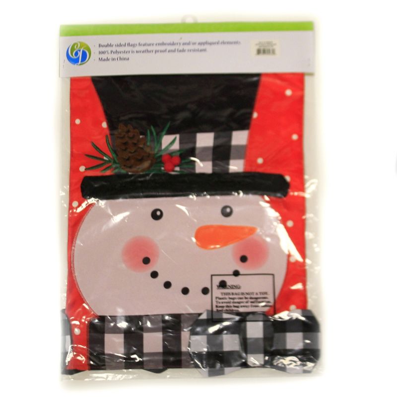 Home & Garden 18.0" Gingham Snowman Applique Flag Double Sided Custom Decor  -  Flags