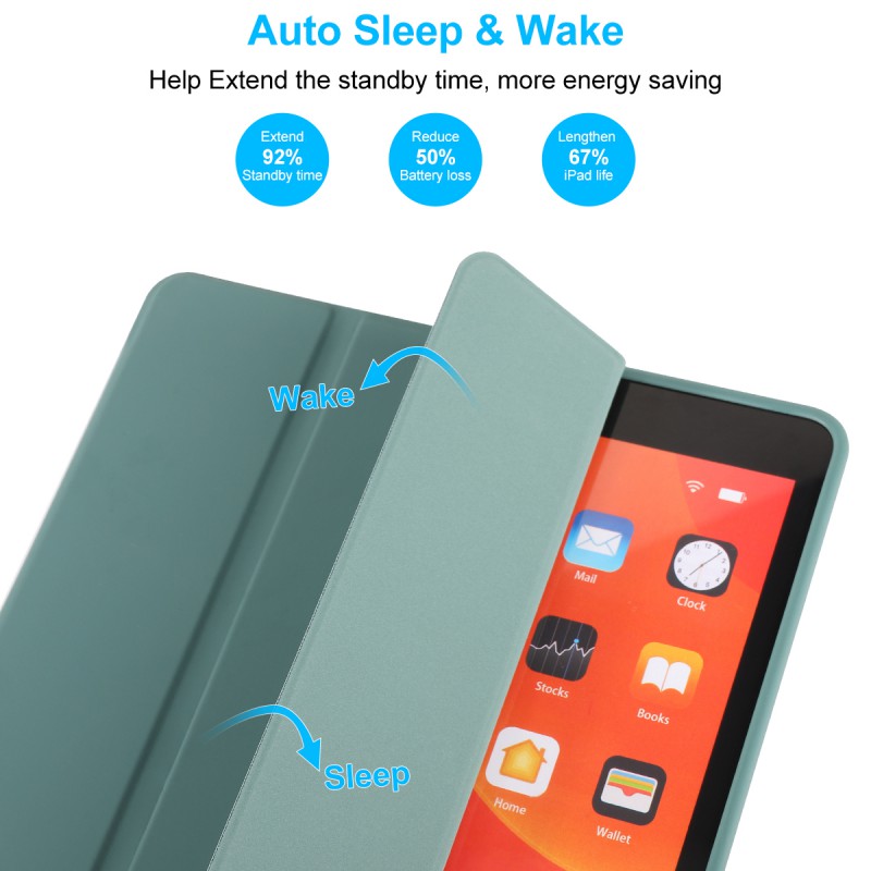 For IPad 10.2 Inch Case, Ultrathin Trifold PU Leather+Soft Silicone Stand Cover With Pencil Holder, Auto Sleep/Wake For IPad 8th 2020 / IPad 7th 2019 10.2 Inch