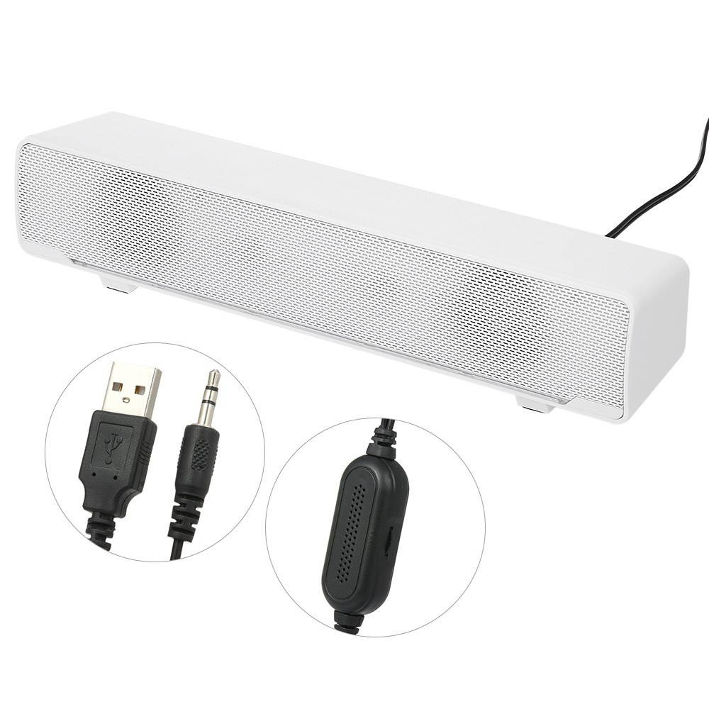 SADA V-196 USB Wired Computer Speaker Bar Stereo Subwoofer Powerful Music Player Bass Surround Sound Box 3.5mm Audio Input for PC Laptop Smartphone Tablet MP3 MP4