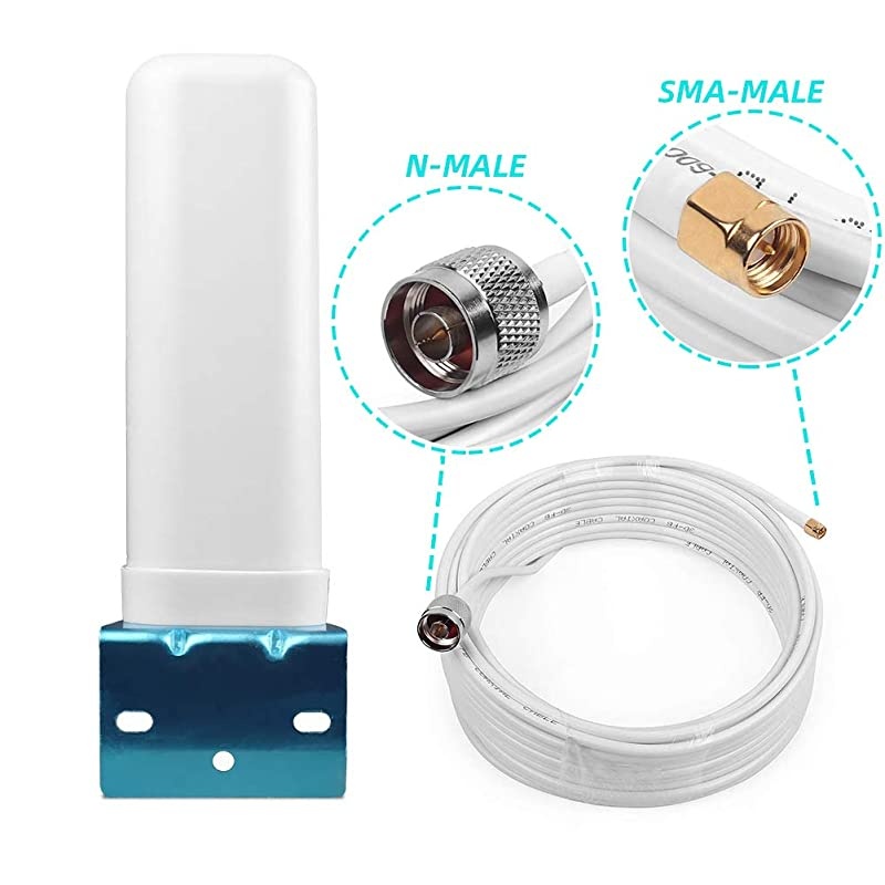 Universal Wide-Band GSM 3G 4G LTE Omni-Directional Outdoor Antenna Pole Mount with 49.2ft(15m) RG58 SMA Male to N Male 3D-FB Coax Cable for Cell Signal Boosters