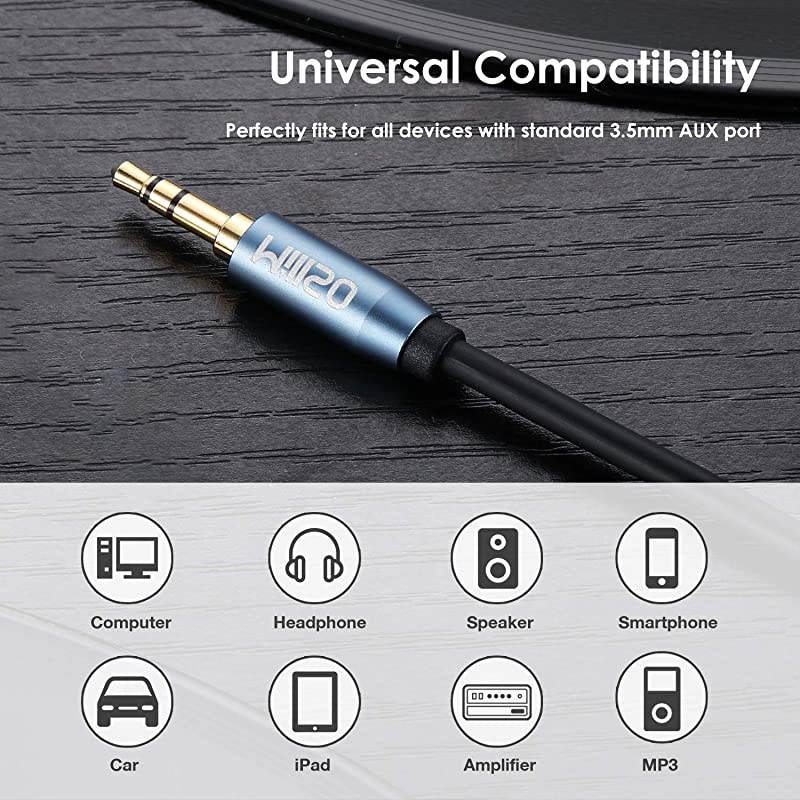 35mm Male to Male AUX Cable 16 Feet Auxiliary Audio Jack Cable Compatible for Smartphones Tablets Speakers24K Gold Plated Male to Male5M164ft