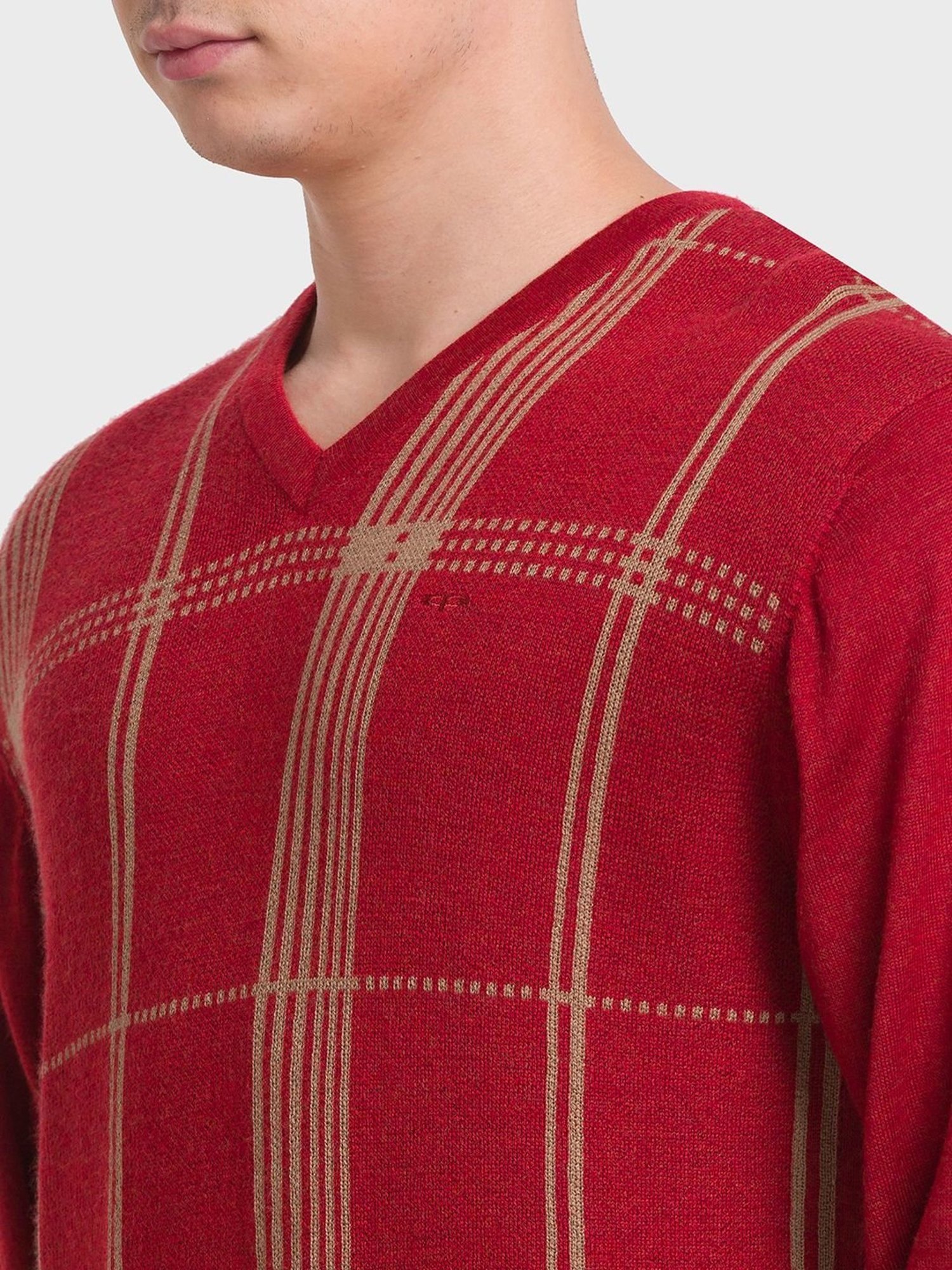 ColorPlus Orange Tailored Fit Checks Sweaters