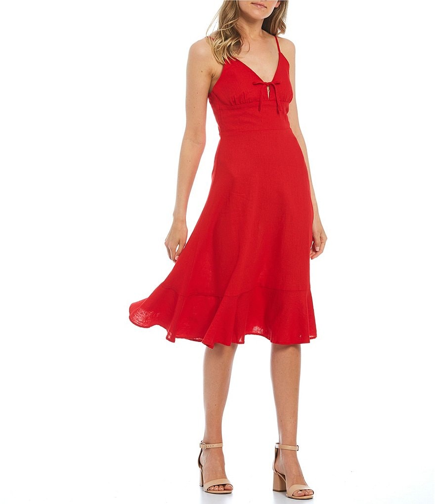 B. Darlin Sleeveless Lurex Striped Tiered Trapeze Dress