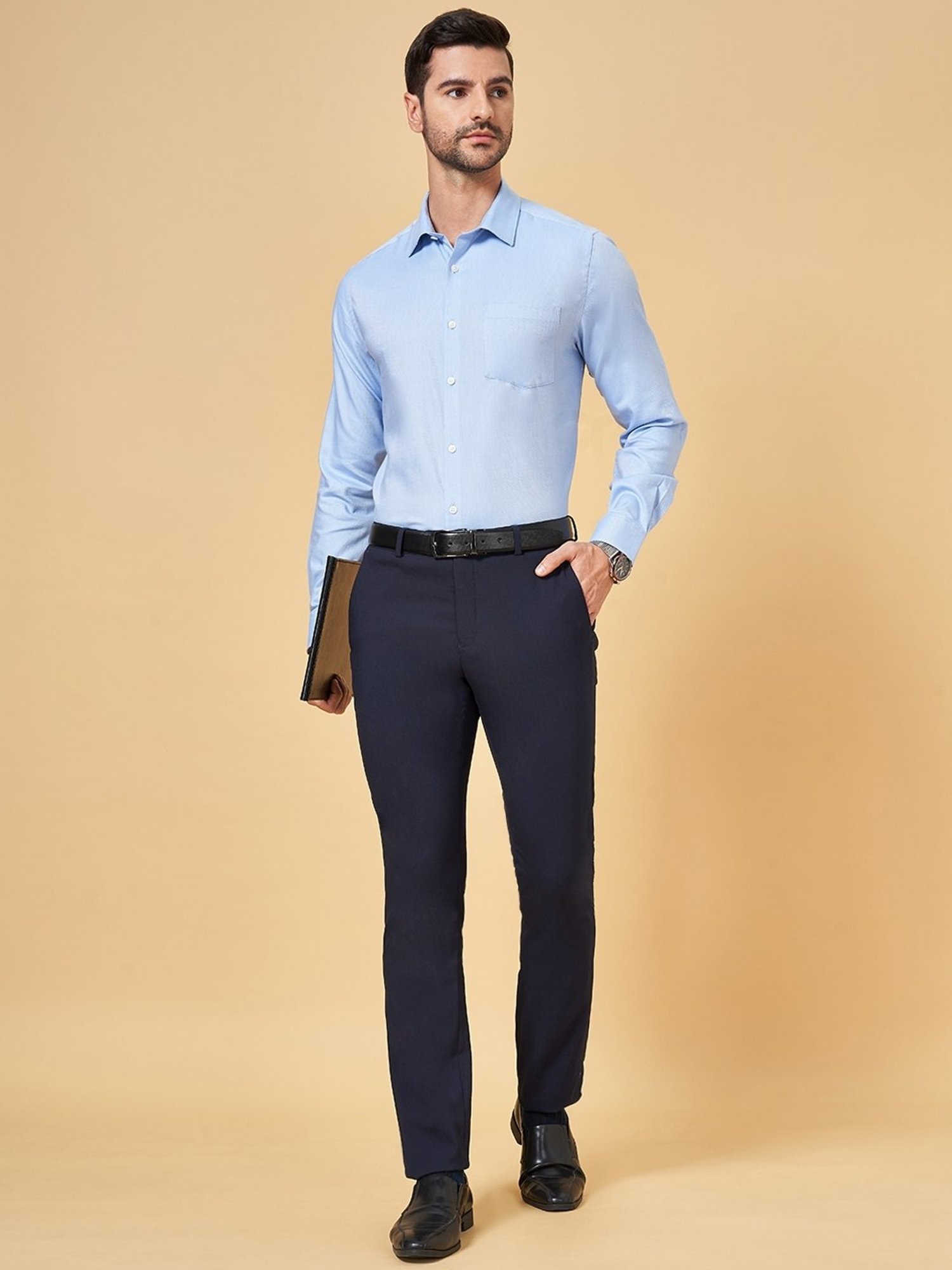 Peregrine by Pantaloons Dress Blues Slim Fit Trousers
