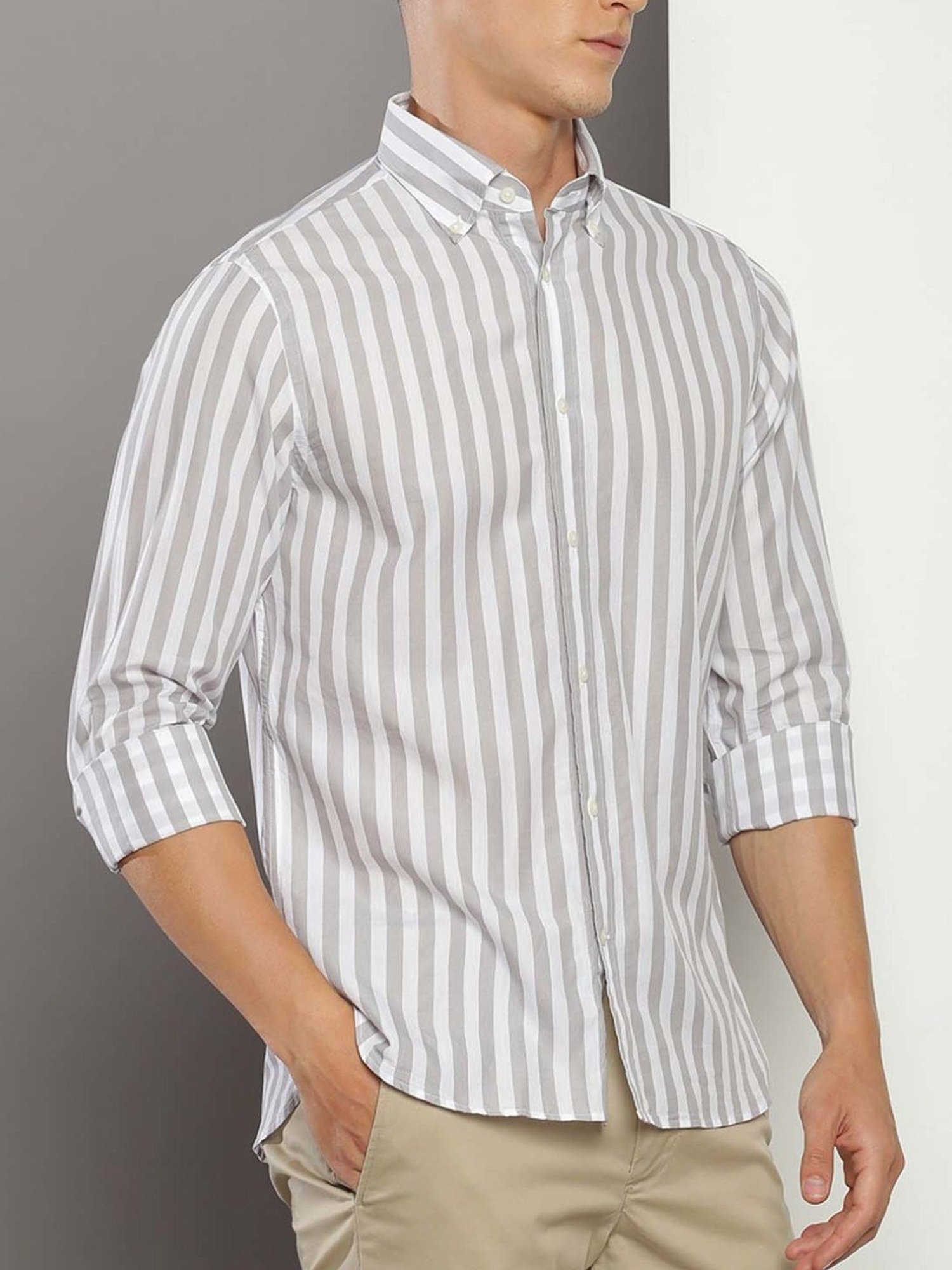 Kuons Avenue Cobalt Blue Slim Fit Denim Shirt