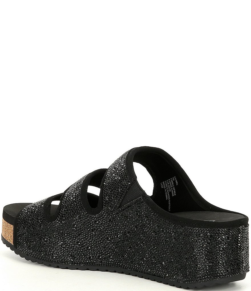 Chelsea & Violet Mel Rhinestone Embellished Three-Band Wedges