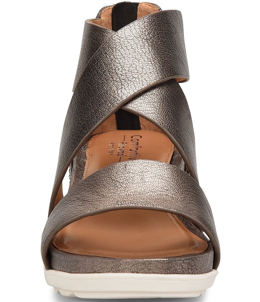 Comfortiva Pacifica Leather Criss-Cross Strap Sporty Wedge Sandals