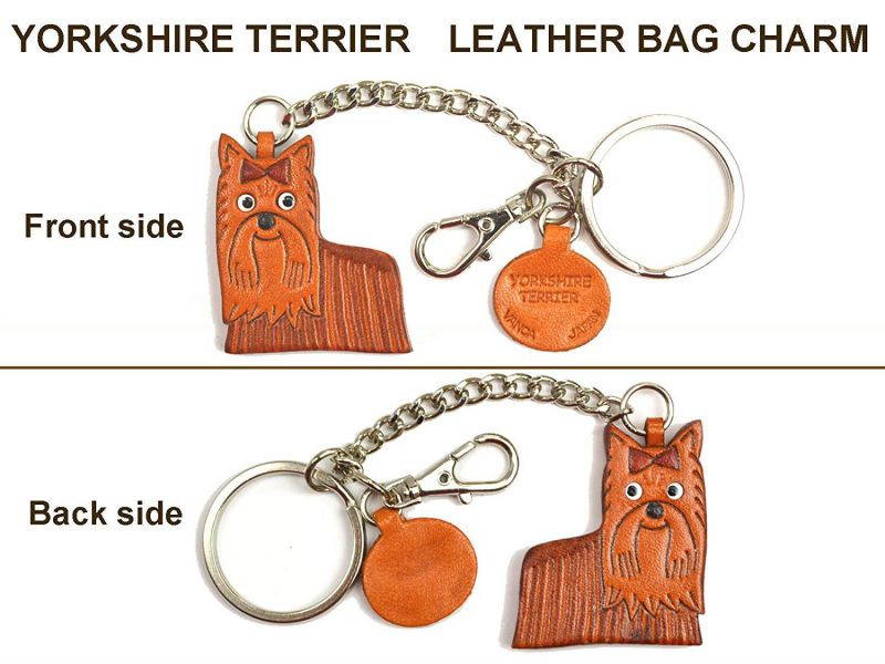 Yorkshire Terrier Leather Dog Bag/Key Ring Charm VANCA CRAFT-Collectible Keychain Made in Japan