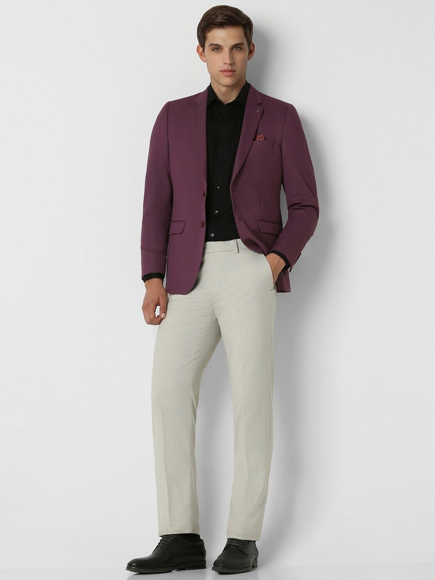 Van Heusen Purple Slim Fit Texture Blazer