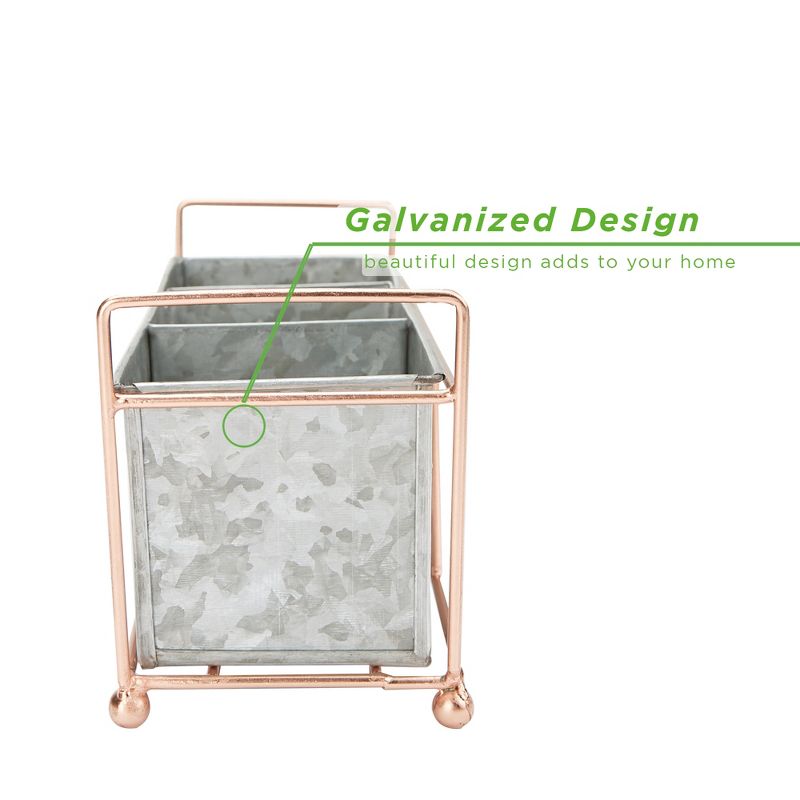 Mind Reader Wire Based and Galvanized 3 Section Utensil Holder, Silver