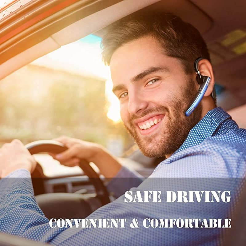 Bluetooth Headset  Wireless Bluetooth Earpiece V41 HandsFree Earphones with Stereo Noise Canceling Mic Compatible iPhone Android Cell Phones DrivingBusinessOffice Blue