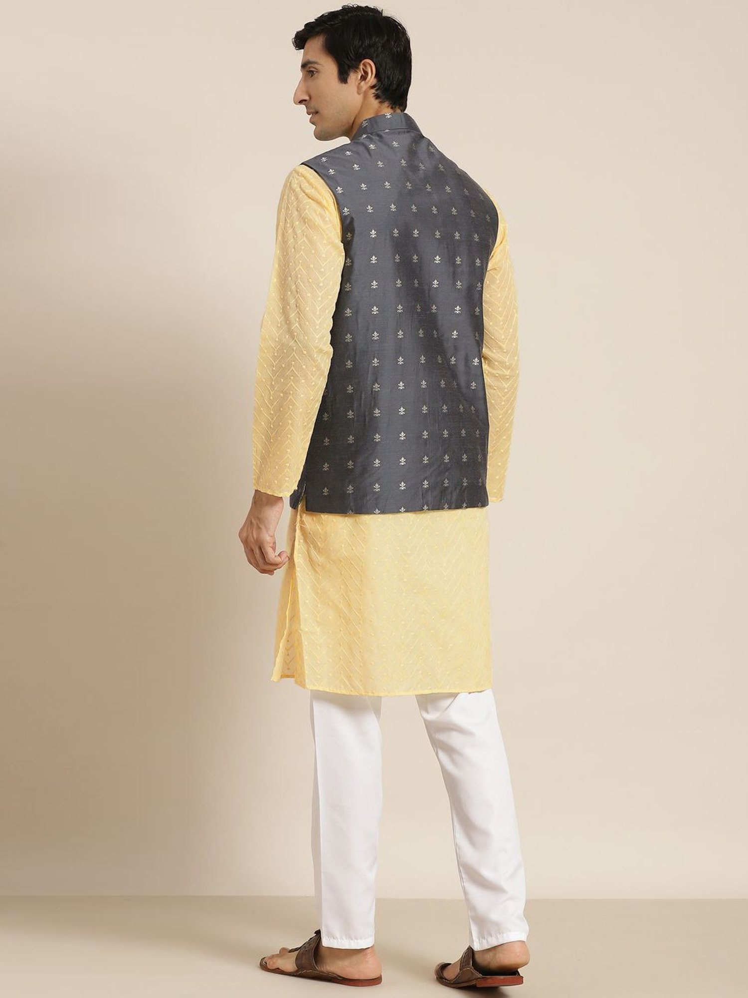 Vastramay White Cotton Straight Fit Embroidery Ethnic Suits