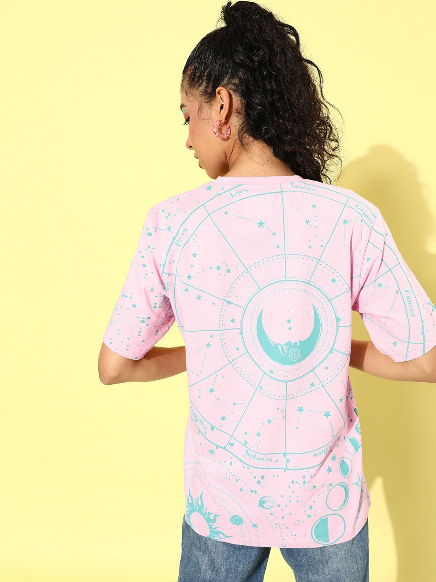 Dillinger Pink Cotton Graphic Print Oversized T-Shirt