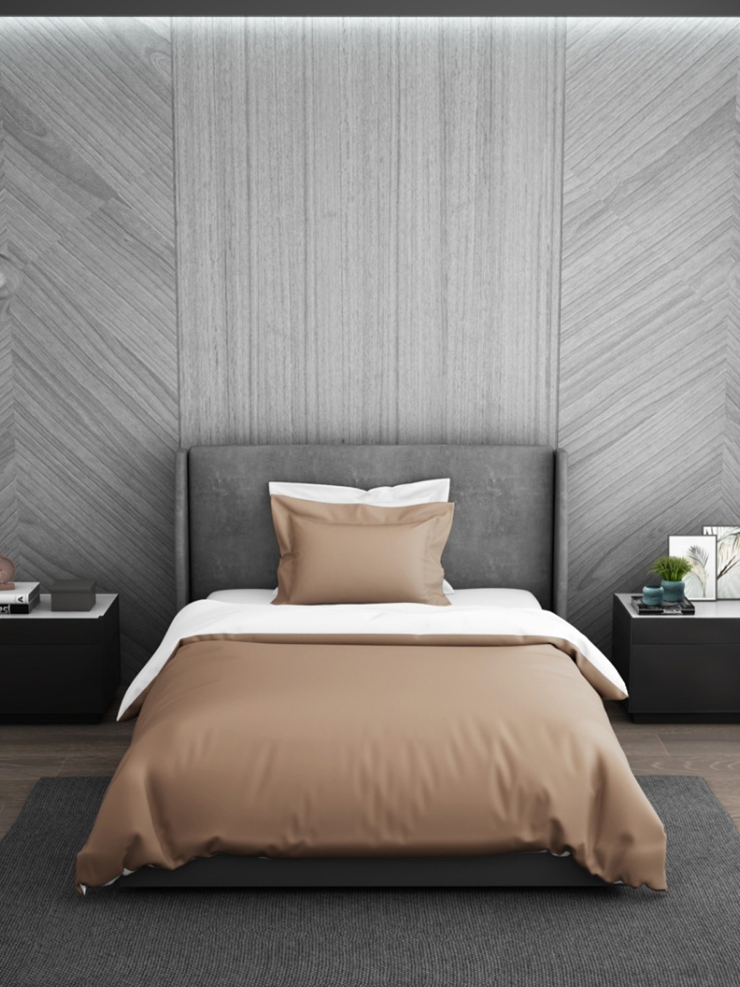 Spaces Solid Light Brown Cotton Single Duvet Cover