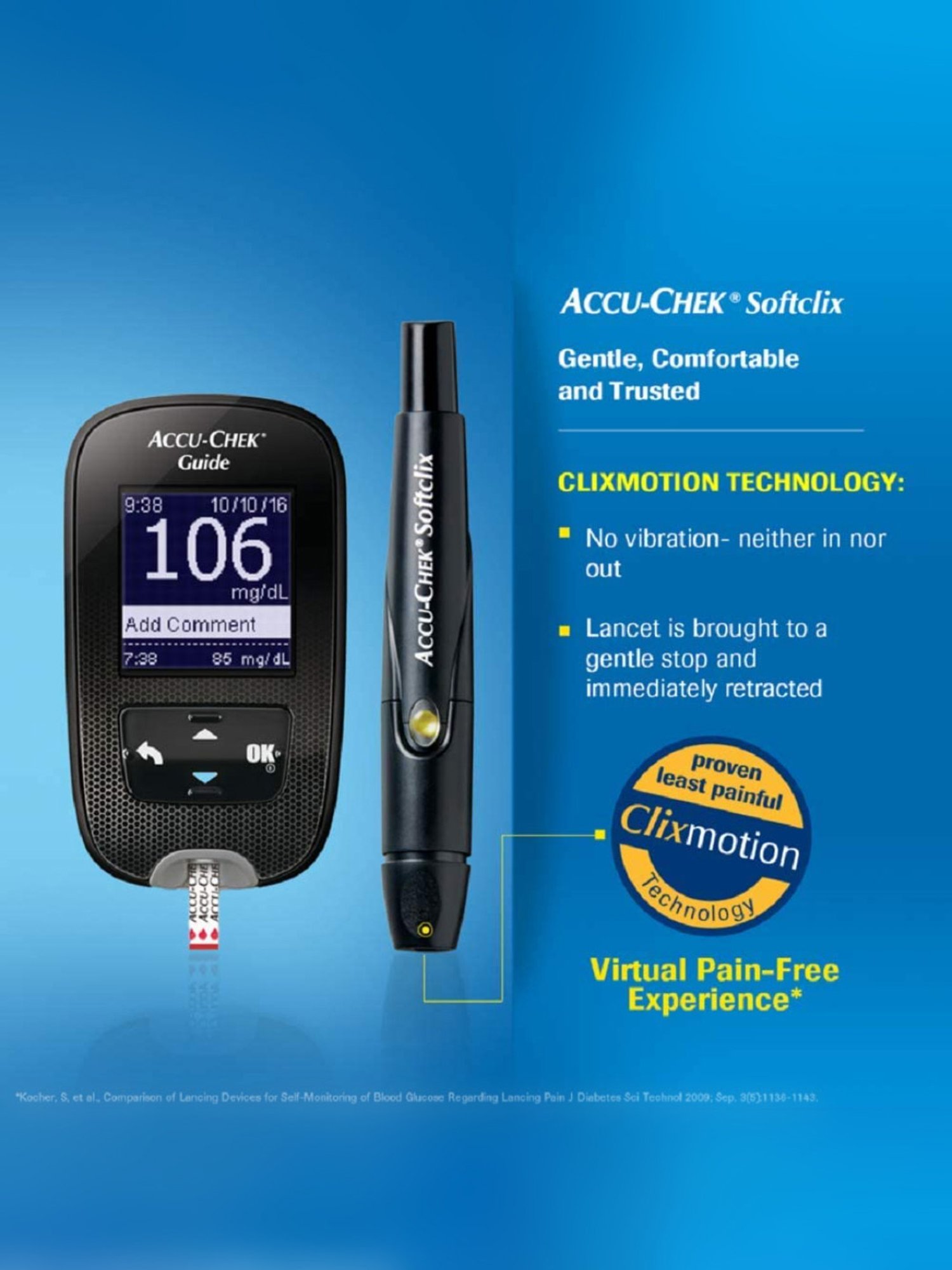 Accu-Chek Guide Meter (Bluetooth) with 10 strips + Accu-Chek Guide 50 Strips (Black)