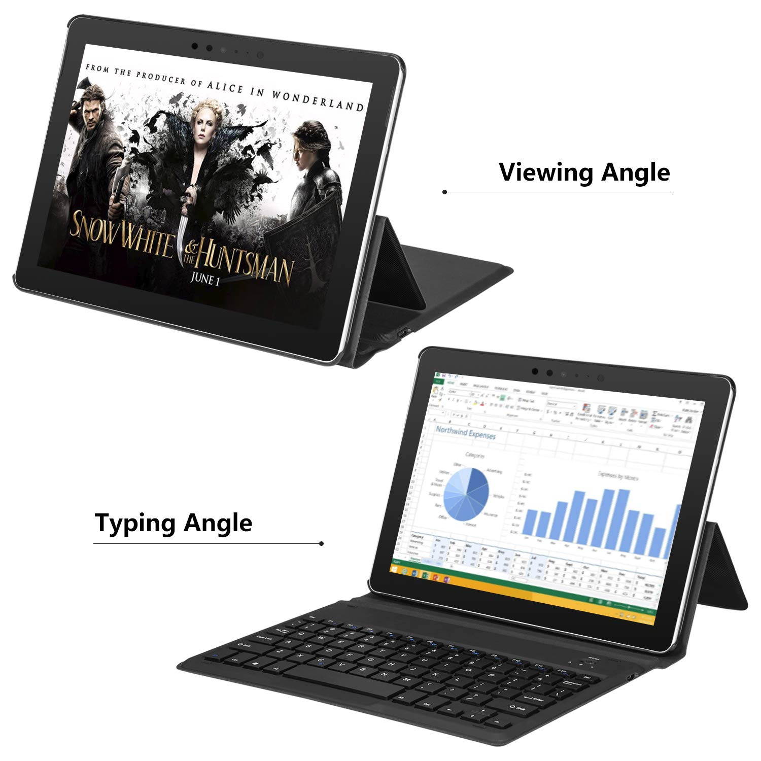 Surface Go Case with Keyboard Werleo Ultra-Thin Stand PU Leather Business Cover Wireless Bluetooth Keyboard Case for Microsoft Surface Go 10 inch 2018 Released