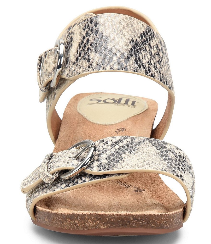 Sofft Vaden Adjustable Snake Print Leather Wedge Sandals