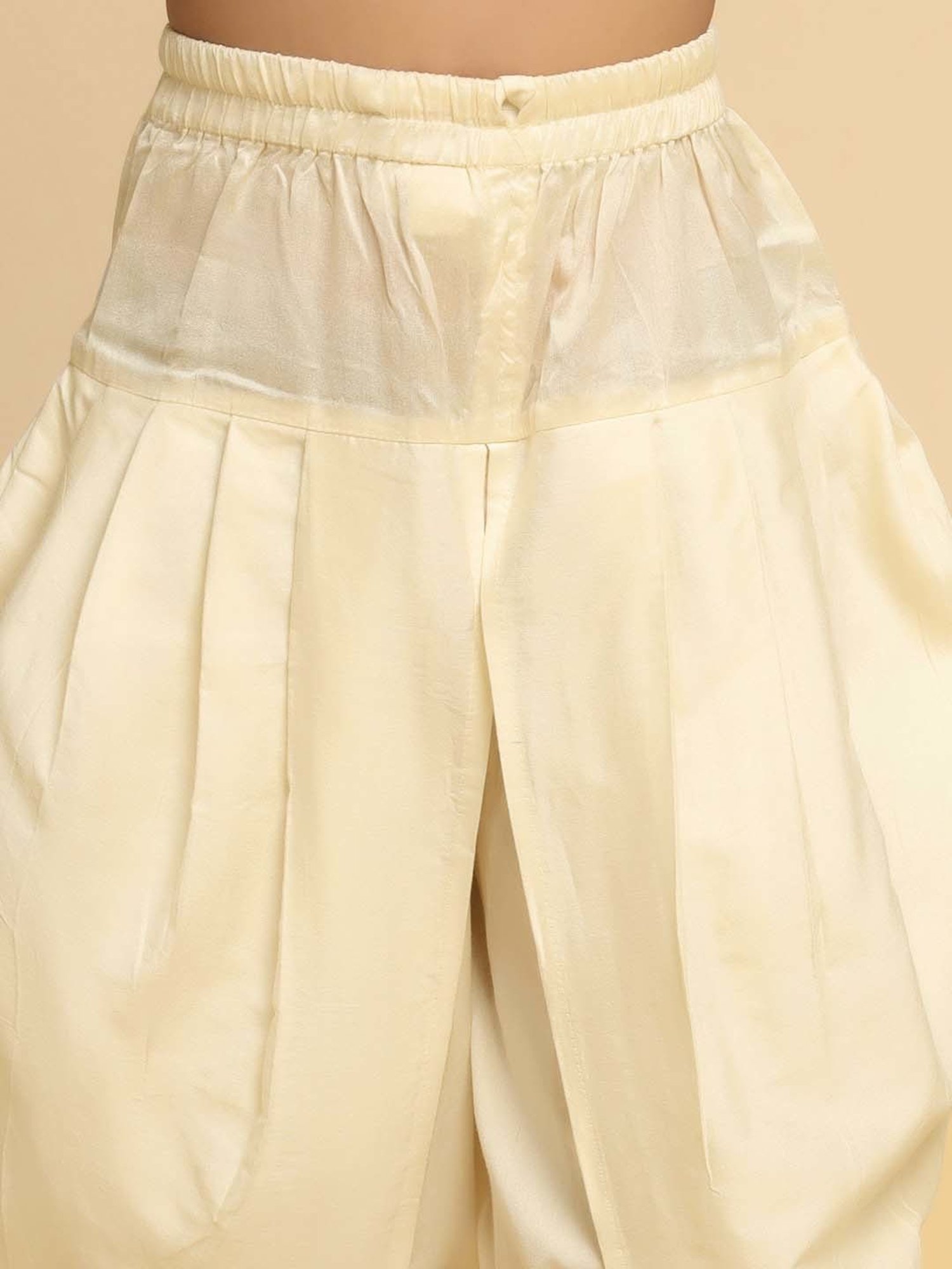 KISAH Kids White Cotton Embroidered Full Sleeves Kurta Set