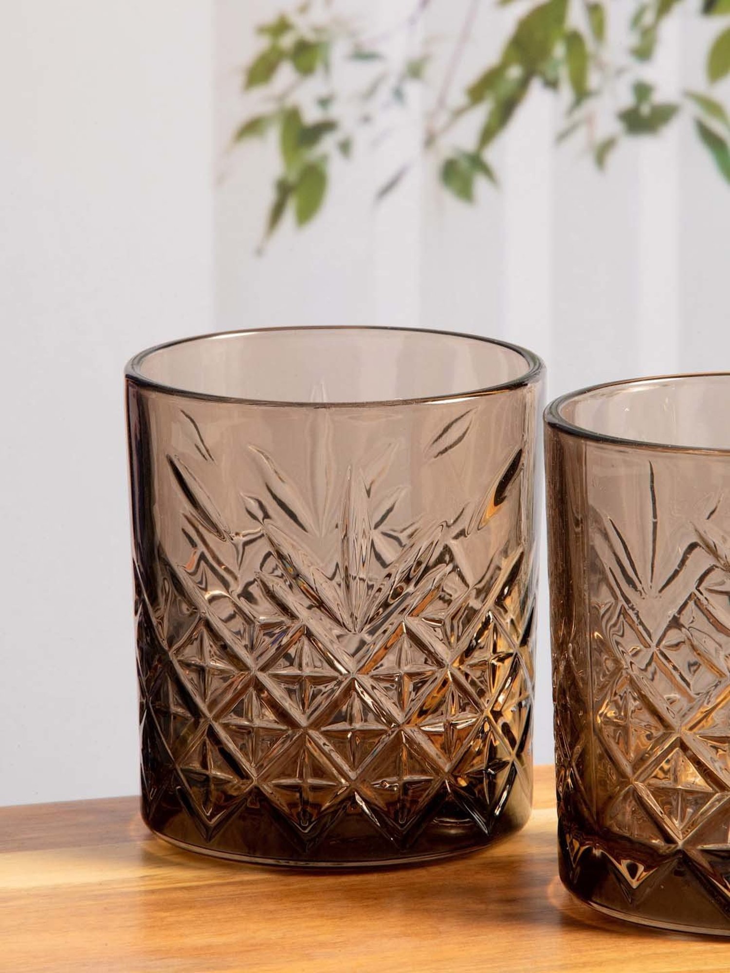 Pasabahce Timeless Brown Glass Whiskey Tumbler (0.345 L) - Set of 4