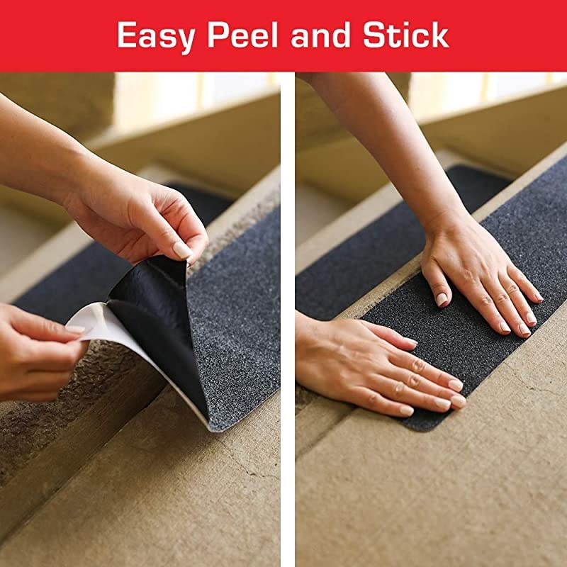 Treads Non-Slip 6&rdquo; x 30&rdquo; Outdoor/Indoor (10 Pack) &ndash; Black Heavy Duty Anti Slip Pre- Cut Self Adhesive Tape Strips, No Tools Installation