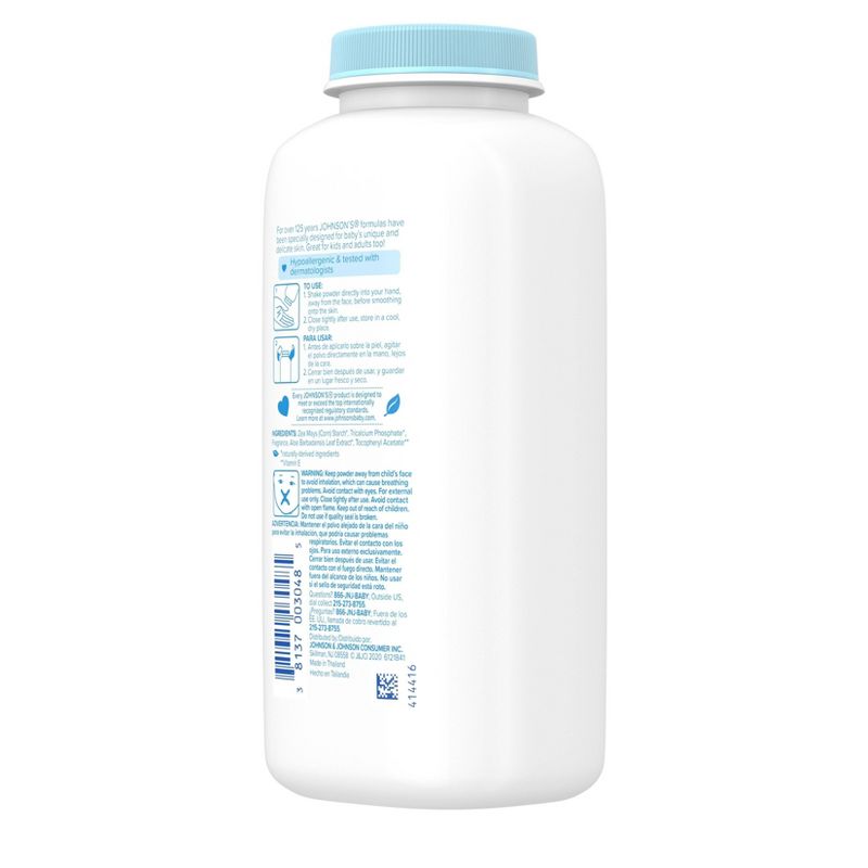 Johnson's White Baby Powder with Cornstarch - 9oz